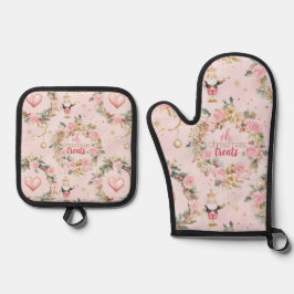Set De Manoplas Wreath Personalizado Beaux de Holiday Pink Merry N