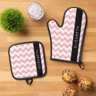 Set De Manoplas Zigzag Rosado, Chevron Rosa, Patrón De Ondas, Su N