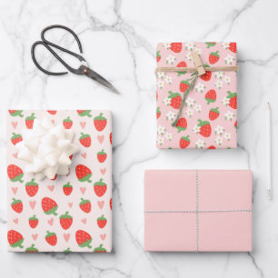 Set de papel de envolvimiento de fresas dulces