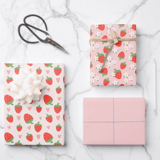 Set de papel de envolvimiento de fresas dulces (Anverso)