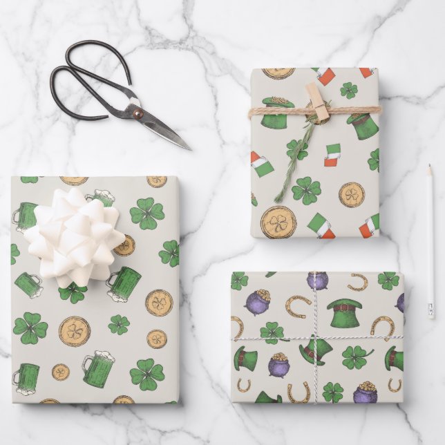 Set de papel de envolvimiento irlandés de St. Patr (Anverso)