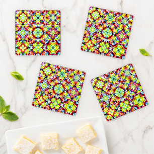 Set De Posavasos Baldosas mediterráneas, mosaicos de tinta de alcoh