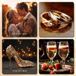 Set De Posavasos Boda de Moda Glam Foto<br><div class="desc">Un conjunto de gallos con ilustraciones únicos de temática boda. Todas las imágenes se pueden reemplazar con las fotos de su personalizado si lo desea. Perfecto para un boda,  como encargado o para un lugar de evento.</div>