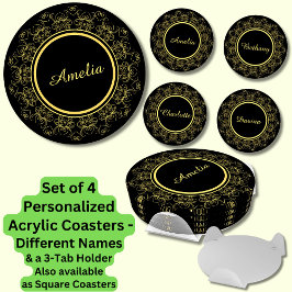 Set De Posavasos Cambiar TODOS los nombres, Gold Filigree Circle on