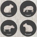 Set De Posavasos Capibara Personalizado<br><div class="desc">Un divertido diseño de capibara para los amantes de los animales. Cambie los nombres o agregue su propio texto para personalizar. Arte original de Nic Squirrell.</div>