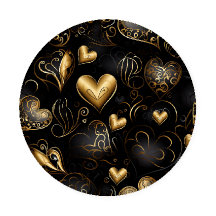 CORAZONES DE AMOR DE VALENTINA NEGRO Y ORO ABSTRAC