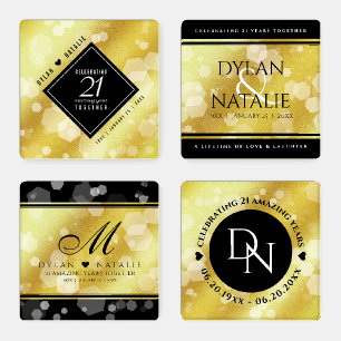 Set De Posavasos Elegante 21ª celebración del Aniversario del Boda 