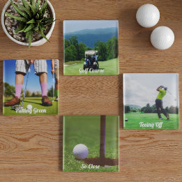 Set De Posavasos Fotos de golf Personalizado 4 Fotos Juego de Pascu
