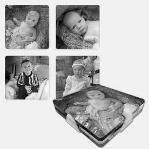 Set De Posavasos Keepsake 4 foto niños filtro blanco negro
