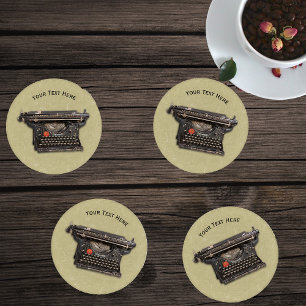 Set De Posavasos Marble look Tan Con Máquinas De Escritura Manuales