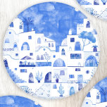 Set De Posavasos Municipio de Santorini Greece Watercolor<br><div class="desc">Un cuadro de la ciudad acuarela de la hermosa isla griega de Santorini.</div>