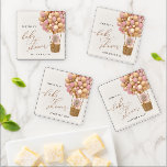Set De Posavasos Oso, globos rosados, globo de aire caliente, Baby<br><div class="desc">Añada un toque personal a la celebración de la ducha de bebé con estos artículos fiestas de diseño e inolvidables. El diseño presenta un oso bebé con globos rosados de fondo beige.</div>