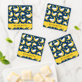 Set De Posavasos Patrón ovino, oveja durmiente, luna, tu nombre