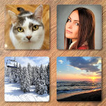 Set De Posavasos Plantilla de fotografía de familia de cuatro Perso<br><div class="desc">Sube cuatro fotos y crea fácilmente tu juego de montaña rusa personalizado. Puede TRANSFERIR este DISEÑO a otros productos de Zazzle y ajustarlo para que se ajuste a la mayoría de los artículos de Zazzle. También puede hacer clic en PERSONALIZAR MÁS AÚN para agregar una línea de texto en la...</div>