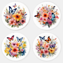 Vibrantes Flores y Mariposas Juego de Pascua