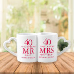 Set De Tazas De Café 40.º Aniversario del Boda Ruby Sr. Right<br><div class="desc">Personalizar los nombres y fechas para crear un regalo divertido y único para celebrar su 40 aniversario de boda de rubí. Diseñado por Thisisnotme©</div>