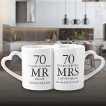 Set De Tazas De Café 70.º Aniversario del Boda Sr. Right<br><div class="desc">Personalizar los nombres y fechas para crear un regalo divertido y único para celebrar su 70 aniversario de boda de platino. Diseñado por Thisisnotme©</div>