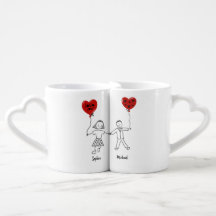 Amor minimalista Nombre personalizado Mug para Par