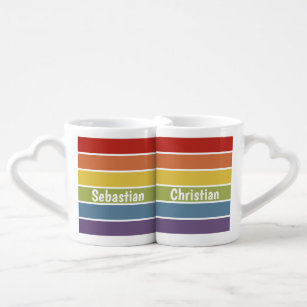 Set De Tazas De Café Color negro del arcoiris LGBT personalizado