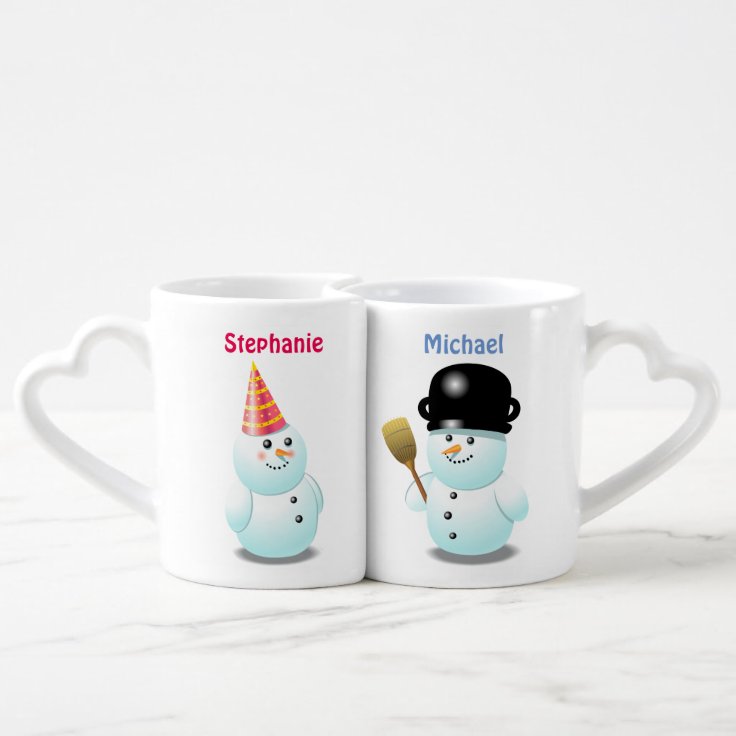 Set De Tazas De Café Dibujo animado de encargo de los pares del muñeco | Set De Tazas De Café Dibujo animado de encargo de los pares del muñeco |
