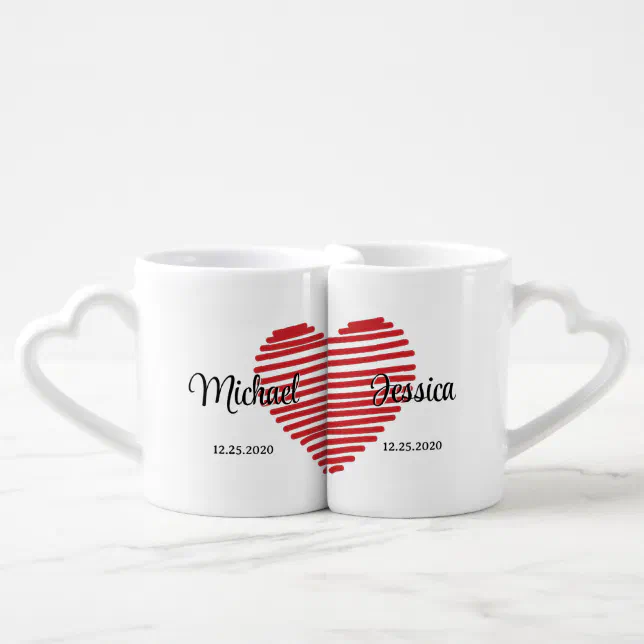 Set De Tazas De Café El día de San Valentín personalizado de la pareja