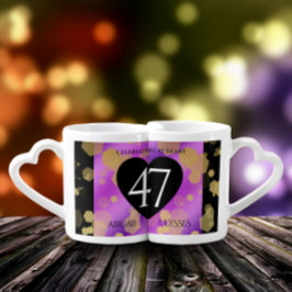 Set De Tazas De Café Elegante 47° Aniversario del Boda Ametista