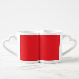 Set De Tazas De Café Fondo Rojo Sólido