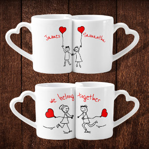 Set De Tazas De Café La pareja personalizada "pertenecemos juntos"