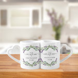Set De Tazas De Café Lavender eucalyptus mr mrs name boda<br><div class="desc">Fondo blanco,  texto negro. Decorada con flores de lavanda y vegetación de eucalipto. Sr. y Sra. con corazón. Personalice y agregue sus nombres y la fecha de boda.</div>