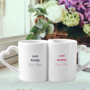 Set De Tazas De Café Nuevos padres Personalizados Nacimientos