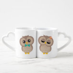 Set De Tazas De Café Pareja de lechuza dulce<br><div class="desc">Adorable ilustracion de dos lechuzas marrones.</div>