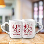 Set De Tazas De Café Ruby Hearts 40º aniversario Sr. Derecha<br><div class="desc">Personalizar los nombres y fechas para crear un regalo divertido y único para celebrar el 40 aniversario de un boda de rubí. Diseñado por Thisisnotme©</div>