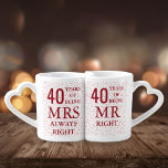 Set De Tazas De Café Ruby Hearts Confetti 40° aniversario de Boda<br><div class="desc">Un regalo divertido,  único y personalizable para celebrar el 40 aniversario del boda de Ruby. Diseñado por Thisisnotme©</div>