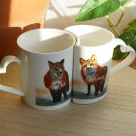 Set De Tazas De Café Rústicos zorros rojos, nombres personalizados de p<br><div class="desc">Sus tazas de café personalizadas, con forma de corazón de zorro, son perfectas para una cita única / dicho, o un mensaje gracioso. Añadir fácilmente un nombre o monograma. La acuarela roja, dorada y verde es perfecta para un regalo de San Valentín, boda, cumpleaños, recién casados o aniversario. Las tazas...</div>