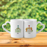 Set De Tazas De Café Sr. y Sra. Cute Couple<br><div class="desc">Graciosos,  modernos,  únicos,  gatos kawaii lindos El Sr. y la Sra. Mug se preparan para la pareja amorosa,  con corazones.</div>