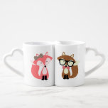 Set De Tazas De Café Su y sus hipster zorros<br><div class="desc">Adorable diseño de dos zorros.</div>