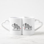 Set De Tazas De Café Trendy Script Mr. y Mrs.<br><div class="desc">Adorable que se corresponde con su diseño y el suyo que se puede personalizar con sus nombres,  fecha de boda o cualquier texto de su elección.</div>