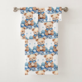 Set de toalla de baño del niño del oso azul