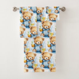 Set de toalla de baño del niño del oso azul