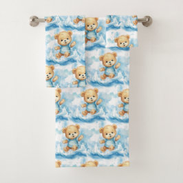 Set de toalla de baño del niño del oso azul