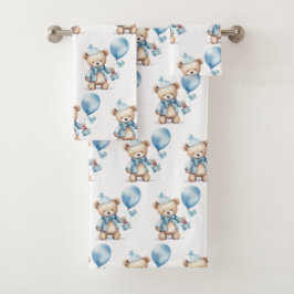 Set de toalla de baño del niño del oso azul