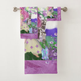 Set de toallas con Chica joven con flores