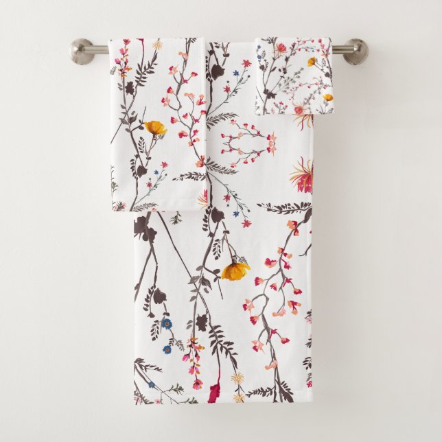 Set de toallas con flores en rosa y naranjas (In situ)