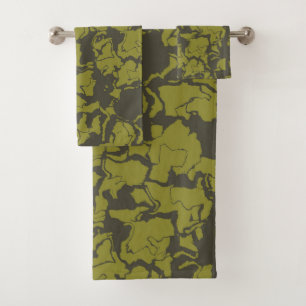 Set de toallas de baño abstractas verdes