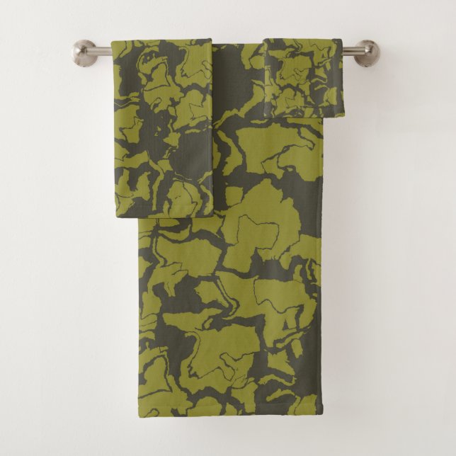 Set de toallas de baño abstractas verdes (In situ)