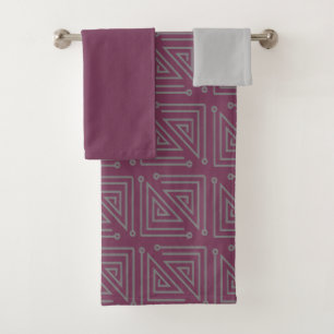 Set de toallas de baño Art Deco Gray Mazes