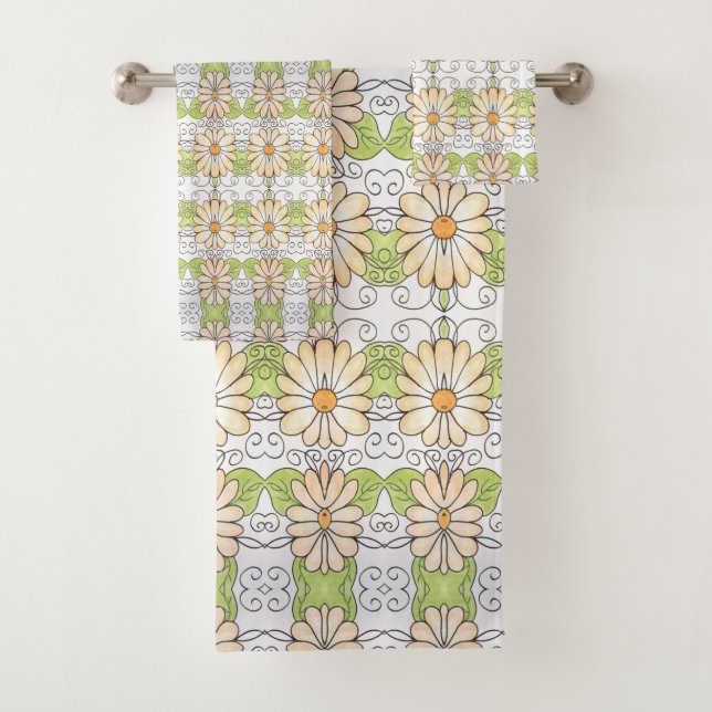 Set de toallas de baño con estampado de margarita (In situ)
