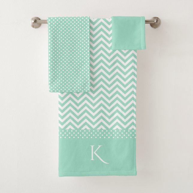 Set de toallas de baño con estampado verde suave (In situ)