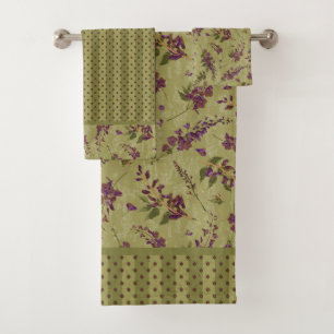 Set de toallas de baño con flores tiñidas de gli