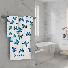 Set de toallas de baño con mariposas azules